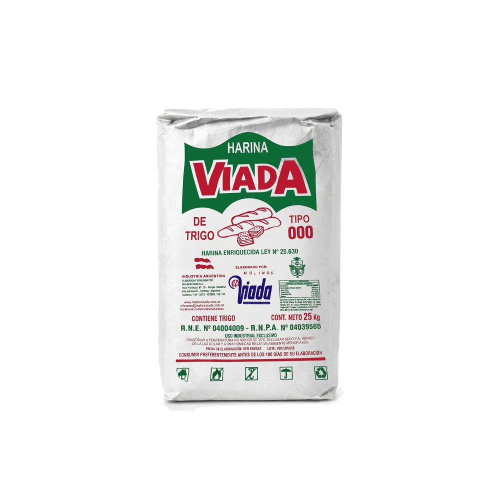 Harina Viada Tipo 000 — harina de trigo para panificación, bolsa 25 kg