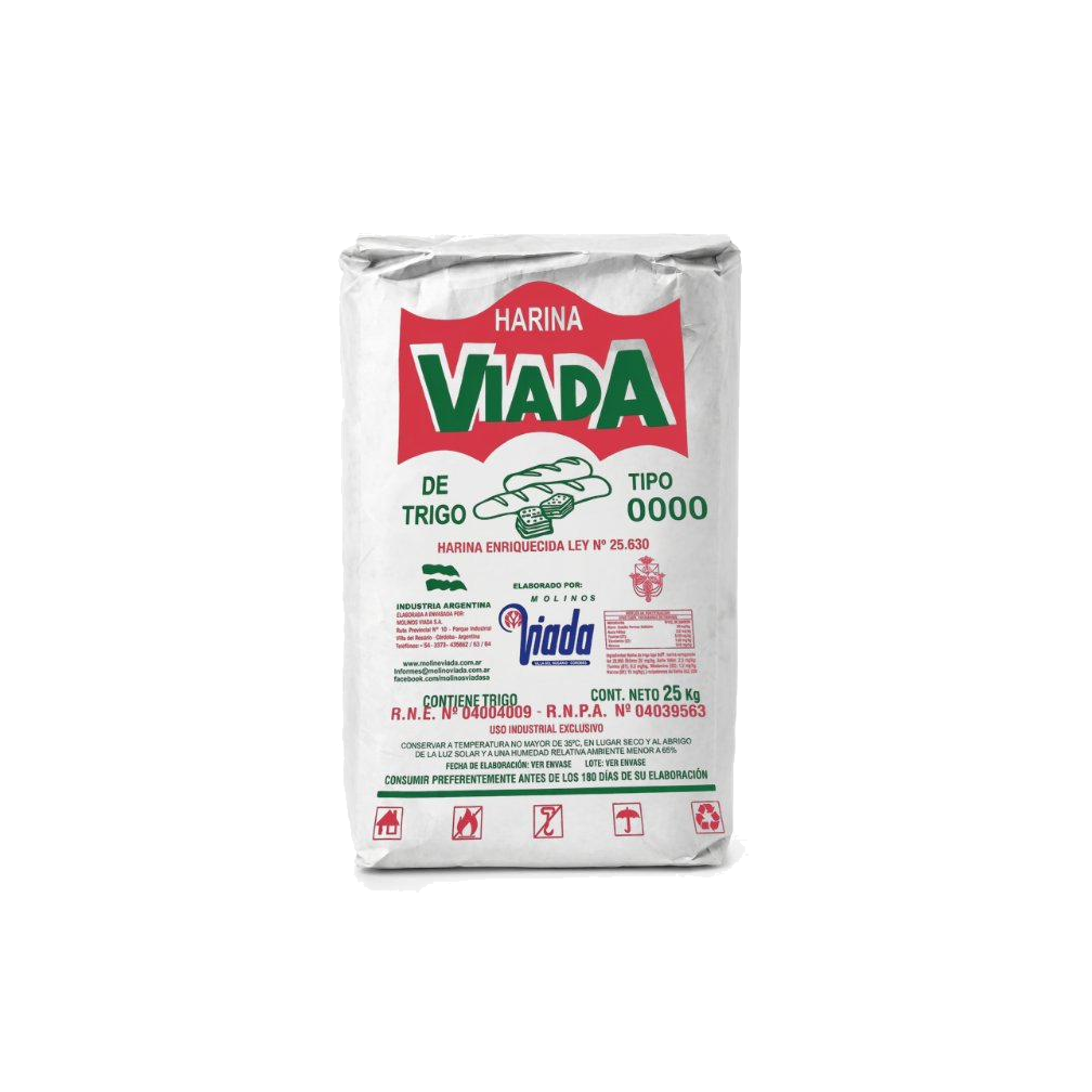 Harina Viada Tipo 0000 — harina extrablanca para pastelería fina, bolsa 25 kg