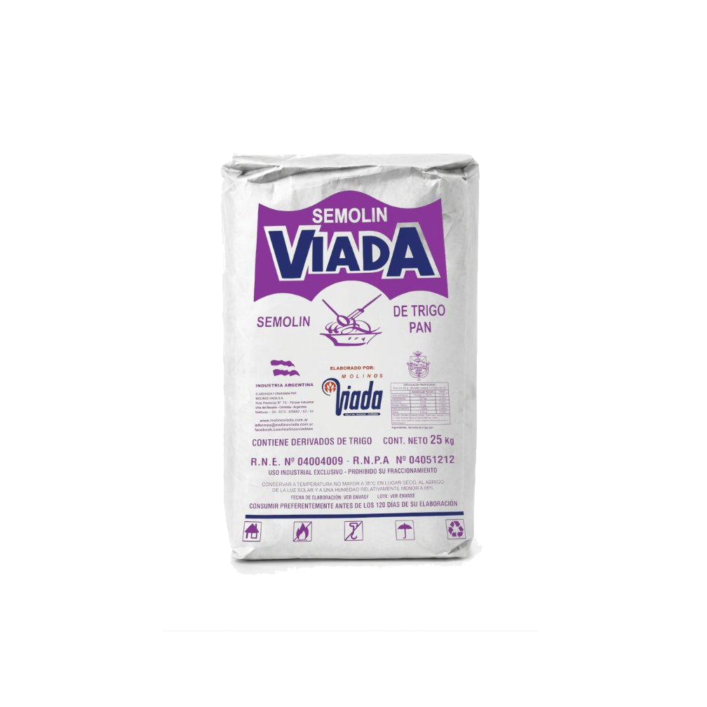 Semolín Viada — semolín de trigo para pastas frescas y rebozados, bolsa 25 kg
